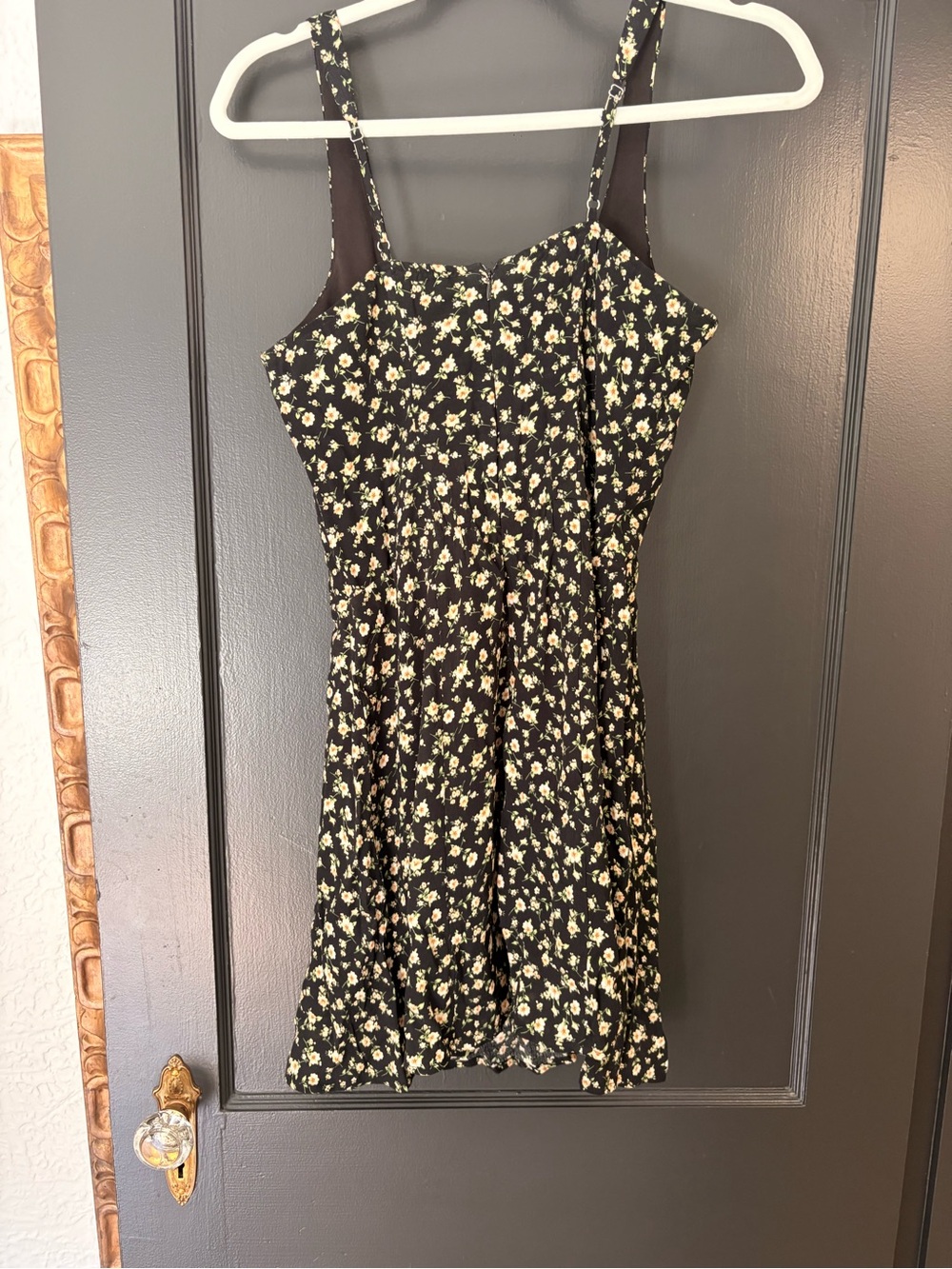 Women’s Black Floral Sundress with Yellow Ditsy Print